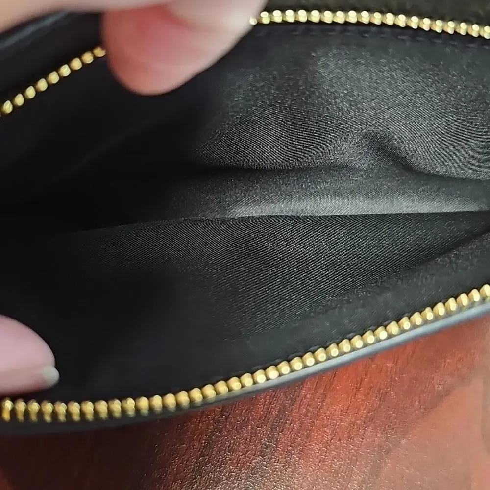 COACH Black Pebble Leather Double Zip Wristlet - Picture 6 of 7